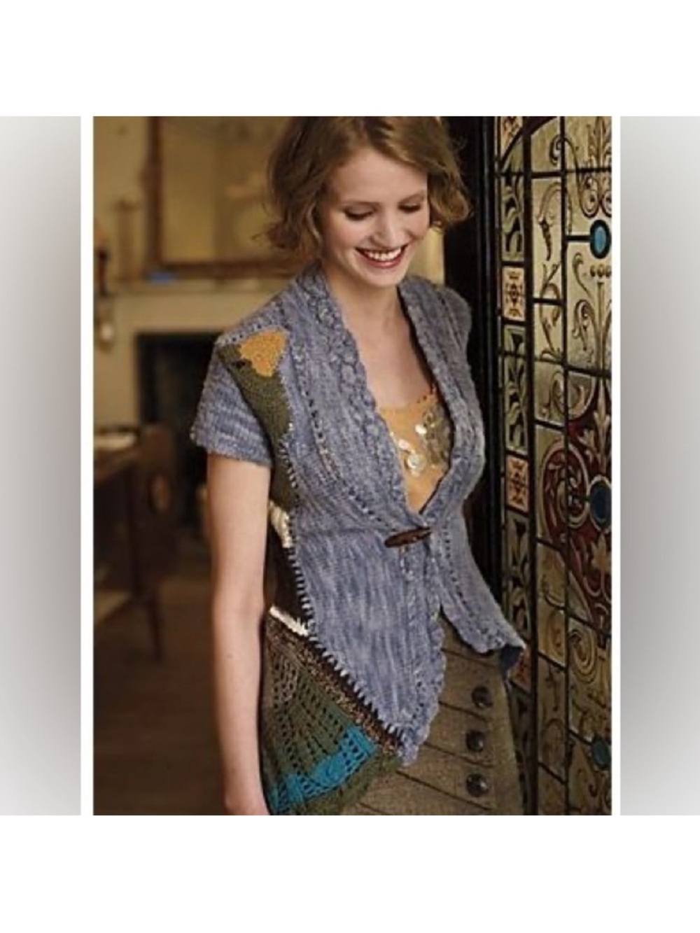 EUC Rosie Neira Blue Bird Cardigan Anthropologie XS